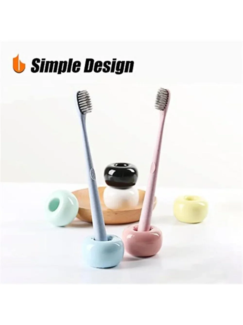 Ceramic Toothbrush Holder Set 2 Pack Bathroom Counter Organizer Minimalist Cup
